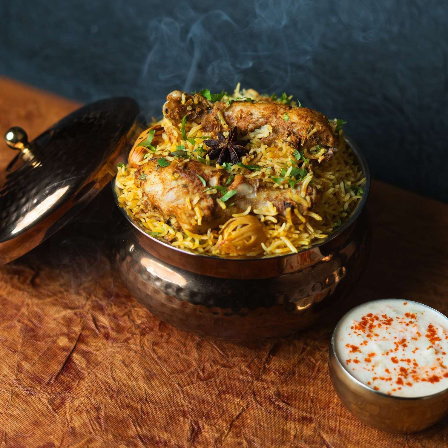 Golden Saffron Chicken Dum Biryani - Nawabi Dawat