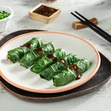 Spinach & Tofu Dimsum, Black Bean Drizzle