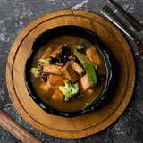 Silken Tofu Claypot, Asian Greens