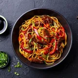 Three Pepper Chicken Udon Noodles
