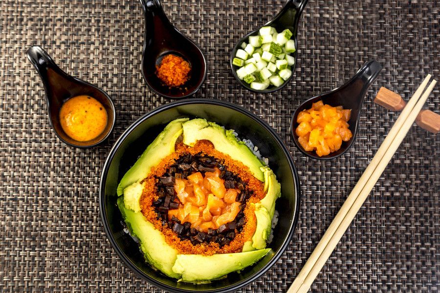 Non-veg De-constructed Sushi Bowl.