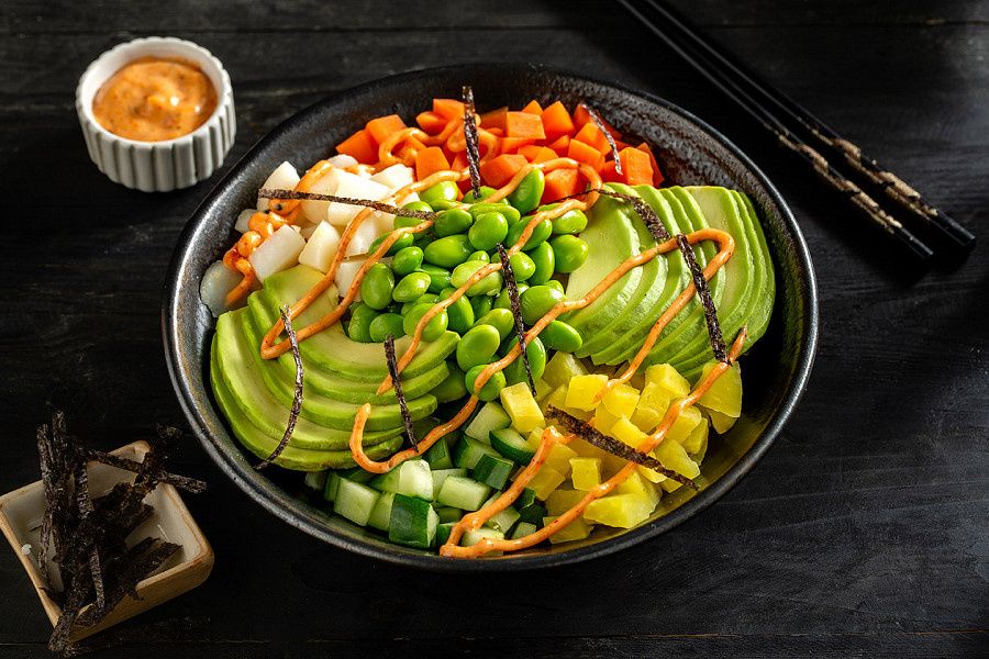 Edamame Water Chestnut Poke Bowl