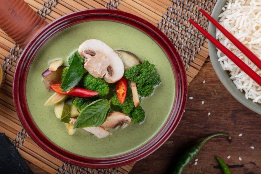 Thai Green Curry Veg Steamed Rice [ah]