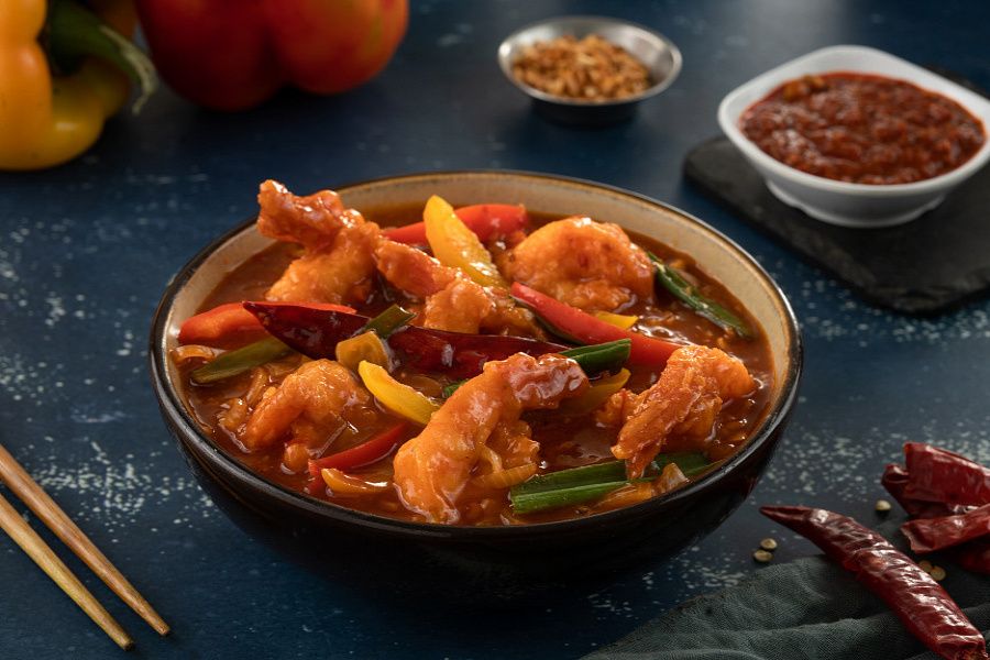 Schezwan Style Spicy Prawns