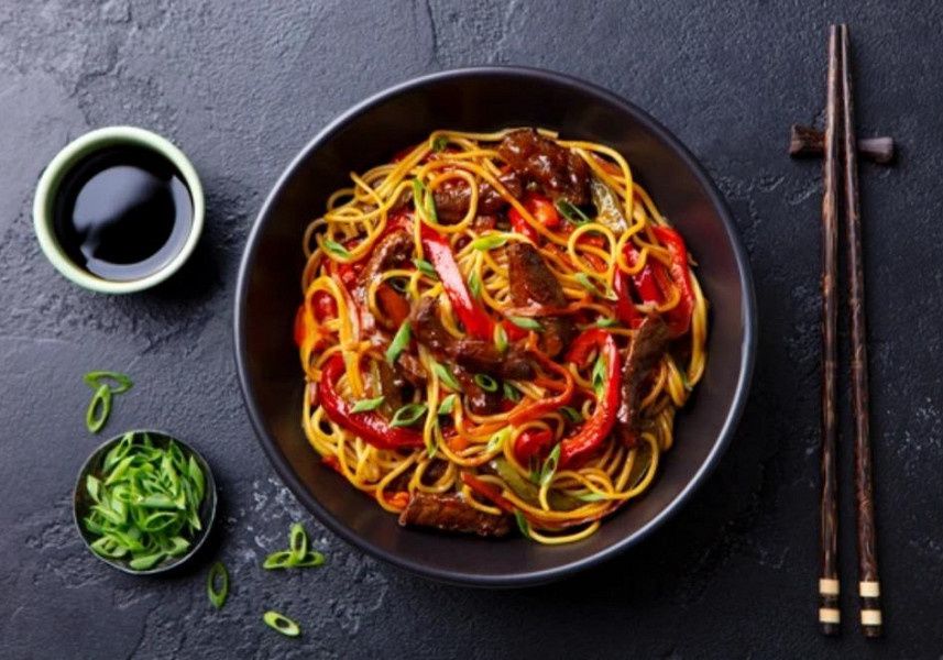 Three Pepper Chicken Udon Noodles