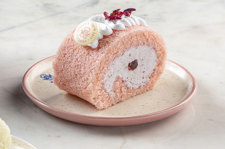 Japanese Roll Cake Sakura Slice