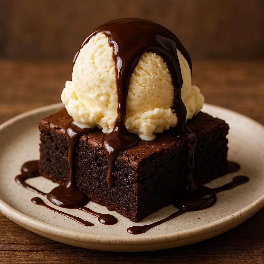 BROWNI WITH VANILA ICE CREAM