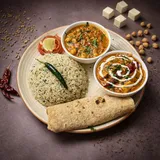 Royal Paneer Butter Masala Meal (Roti- 2pcs, Jeera Rice, Chole Masala, Pickled Onion Salad)