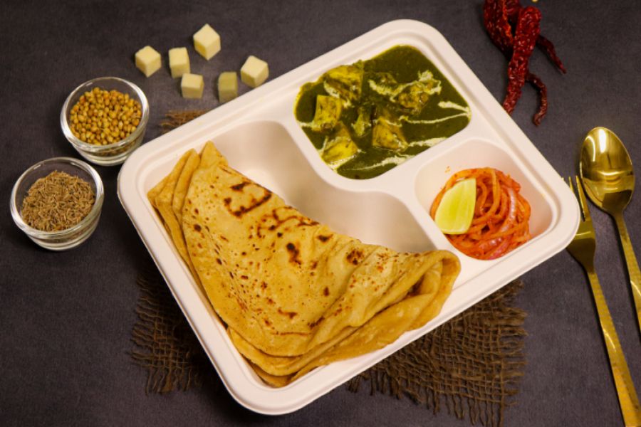 Palak Paneer & Flaky Paratha Meal (100% Wholewheat)