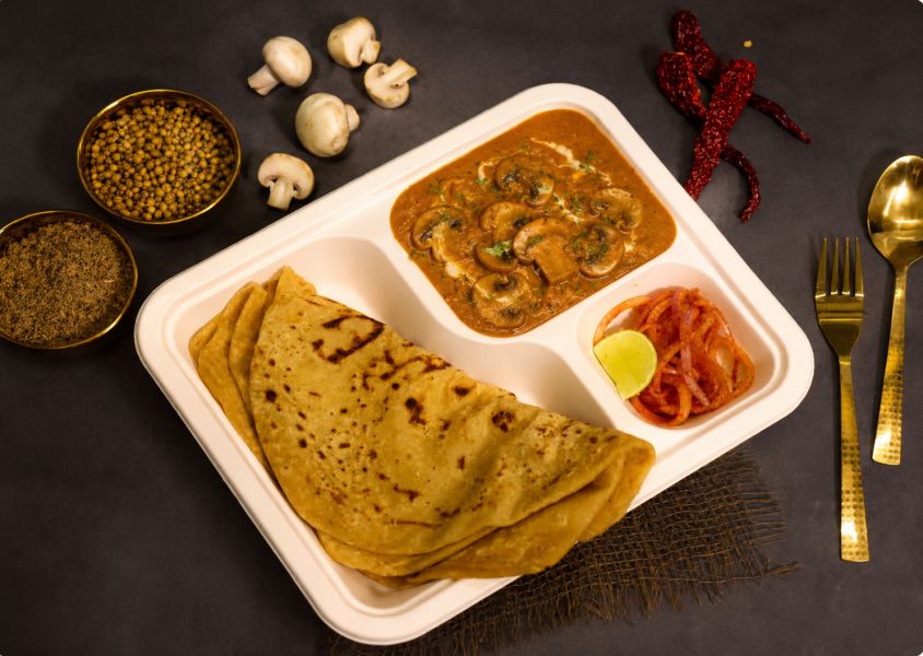 Classic Mushroom Masala & Flaky Paratha Meal (100% Wholewheat)