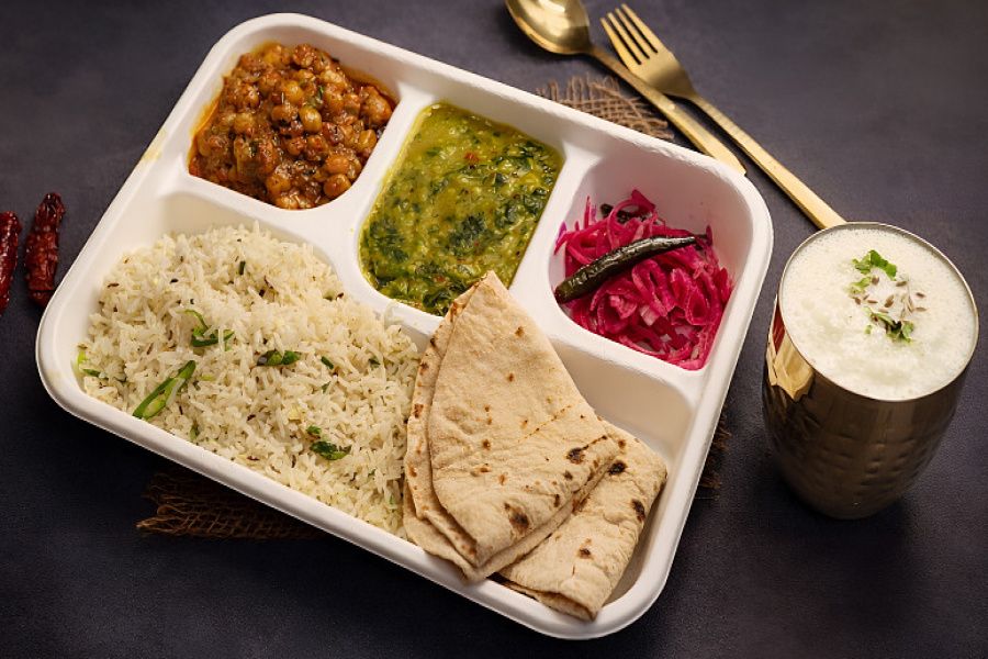 The High-Protein Chole Meal With Buttermilk (Roti, Jeera Rice, Chole Masala, Palak Dal)