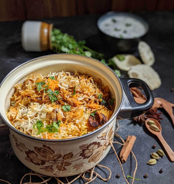 Matar Mushroom Biryani