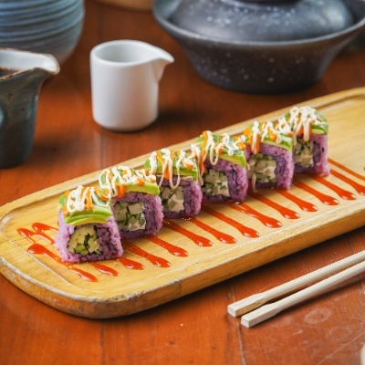 Pink Rice Avocado Sushi