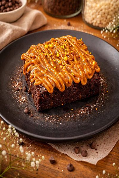 Golden Caramel Indulgence Brownie