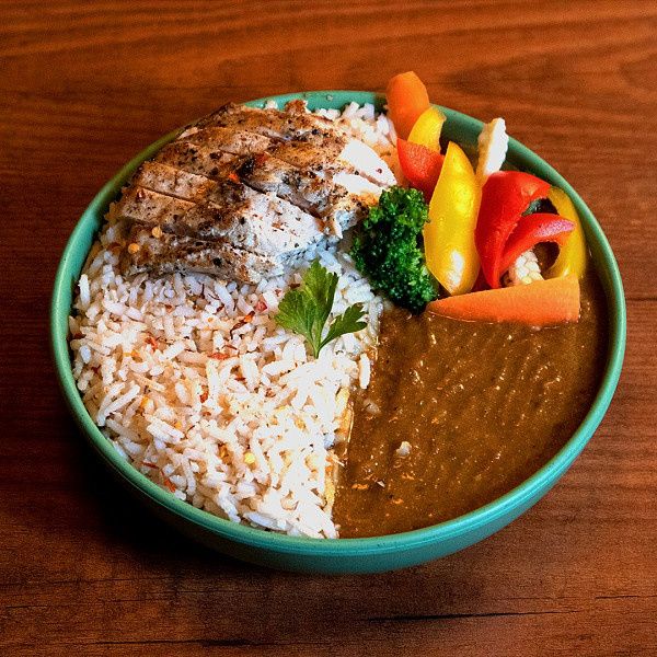 Grilled Chicken Breast With Brown Rice Healthy Meal [Oil Free]