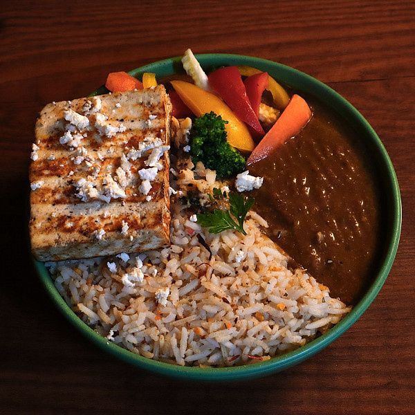 Grilled Paneer With Brown Rice Healthy Meal [Veg]