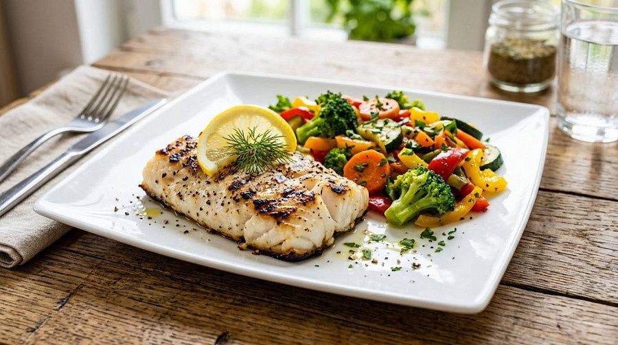 Grilled Fish With Sauteed Veggies