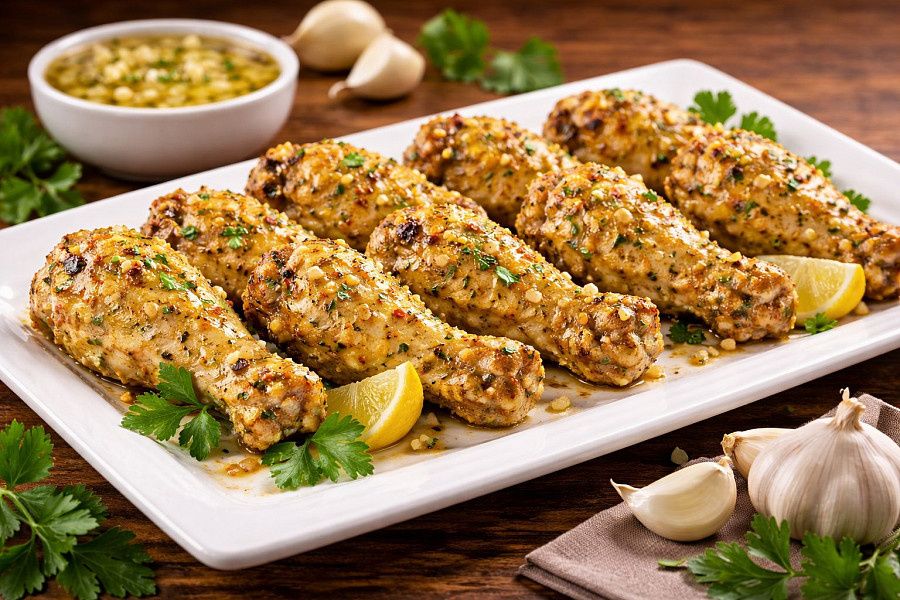 Garlic Chicken Wings [OIL FREE]