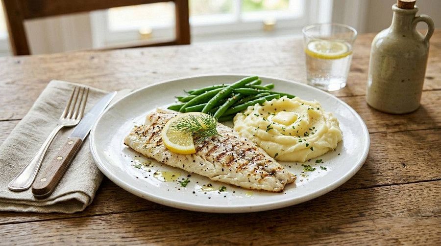 Grilled Fish With Mashed Potato