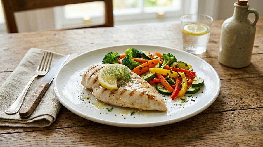 Grilled Chicken Breast With Saluted Veggies