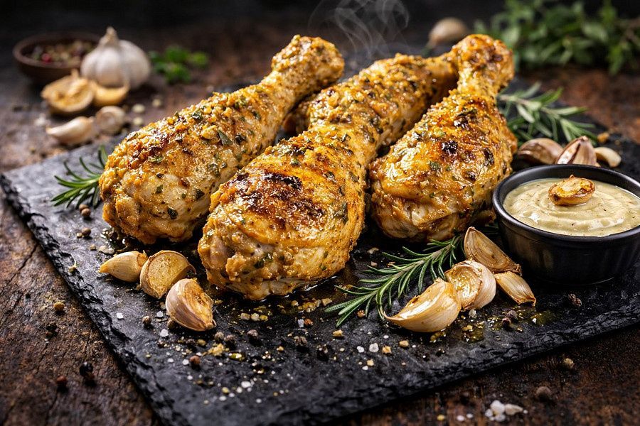 Garlic Chicken Drumsticks [OIL FREE]