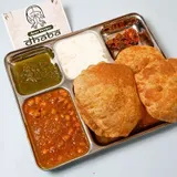 4 Puri with Choley, Raita, Chatni