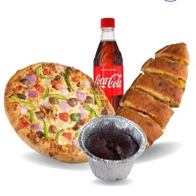 Veg Queen Medium Pizza + Garlic Stick + Choco Lava + Coke 500 Ml