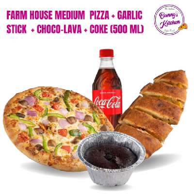 Farm House Medium Pizza + Garlic Stick + Choco Lava + Coke 500 Ml