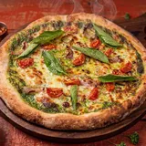 Pesto Veg Pizza (18 Inch - Largest In Durgapur) Homemade Basil Pesto Sauce With Onion And Tomato.