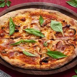 B.O.B. Pizza: Bacon, Caramelized Onions And Basil.
