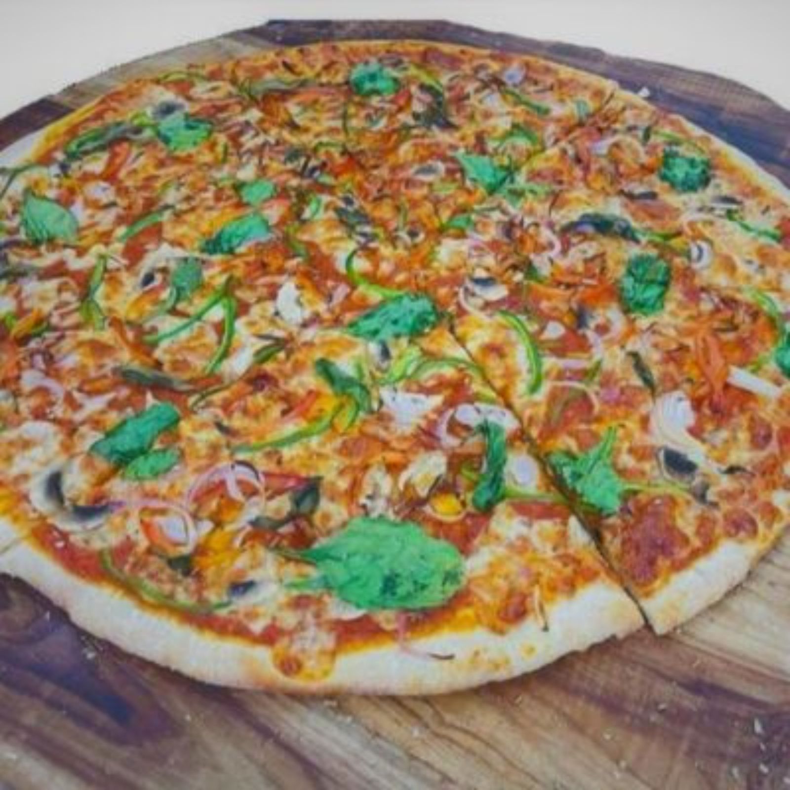 The Wilderness Pizza (18 Inch- Largest In Durgapur)Chicken And Pork Pepperoni, Mushroom, Onion And Green Bell Pepper.