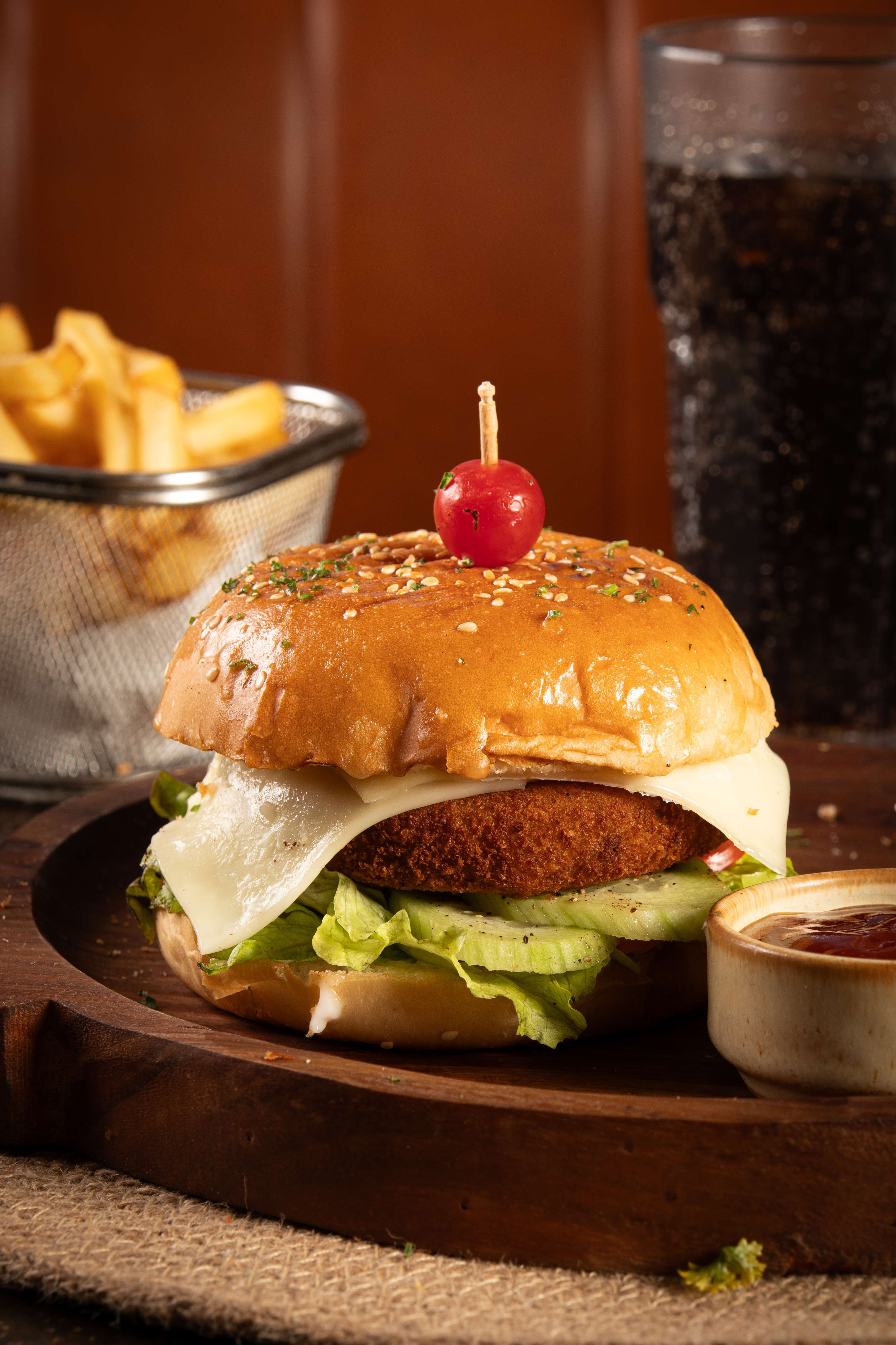 Veg & Cheese Burger With Fries