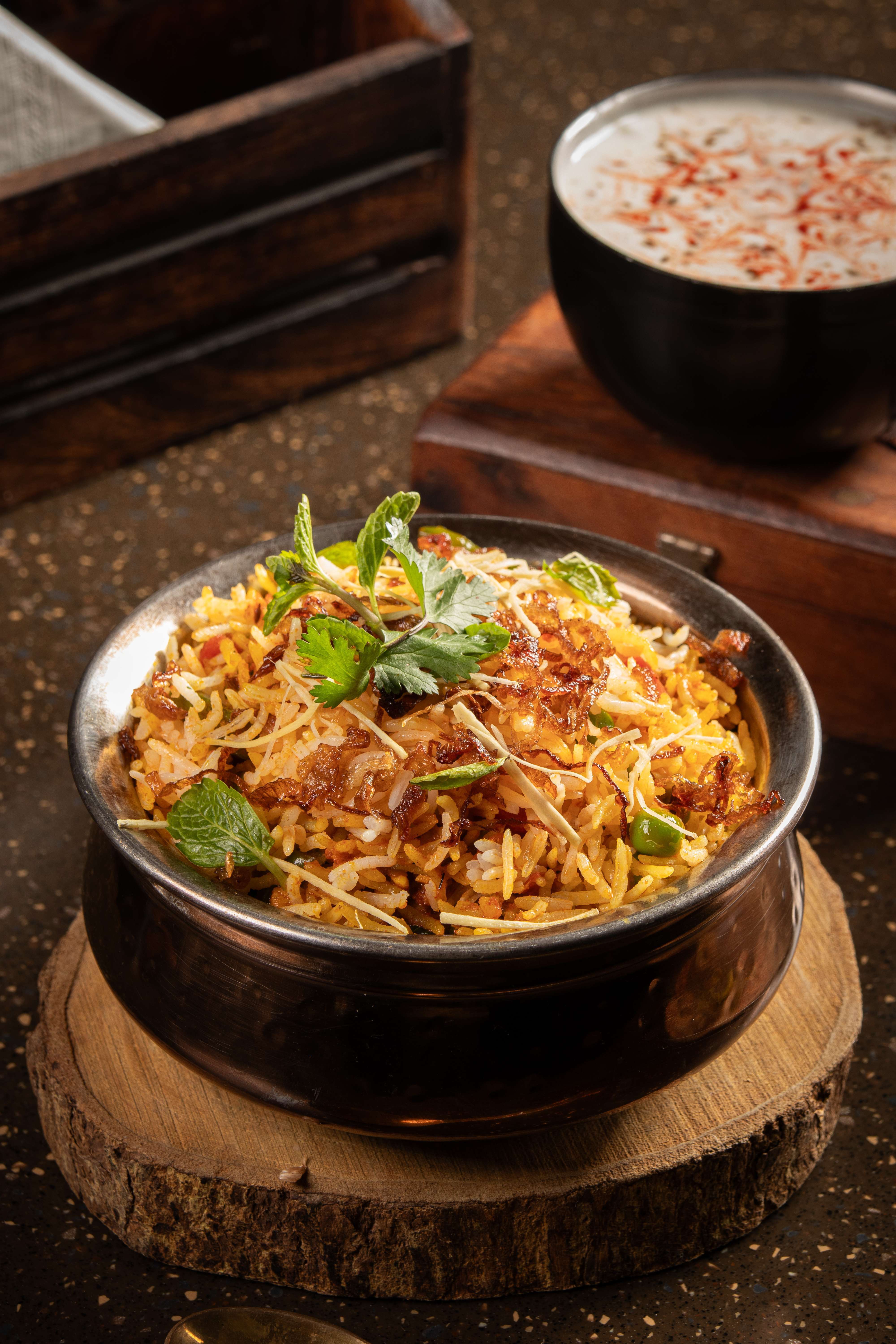 Vegetable Biryani With Mix Raita