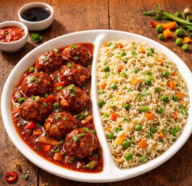 Veg Manchurian With Fried Rice