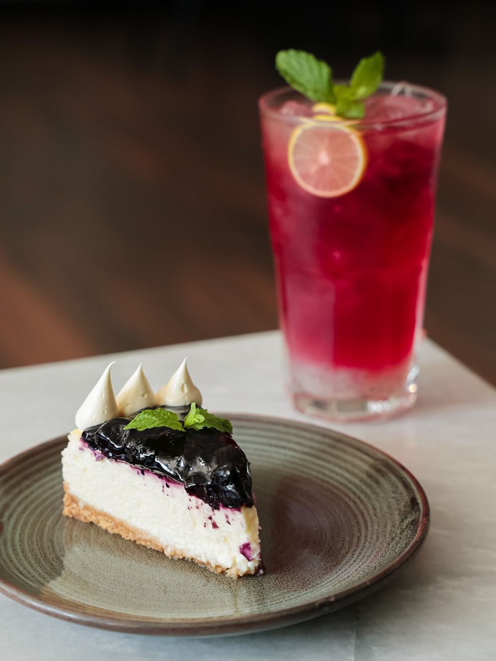 Blueberry Cheesecake Cake Slice