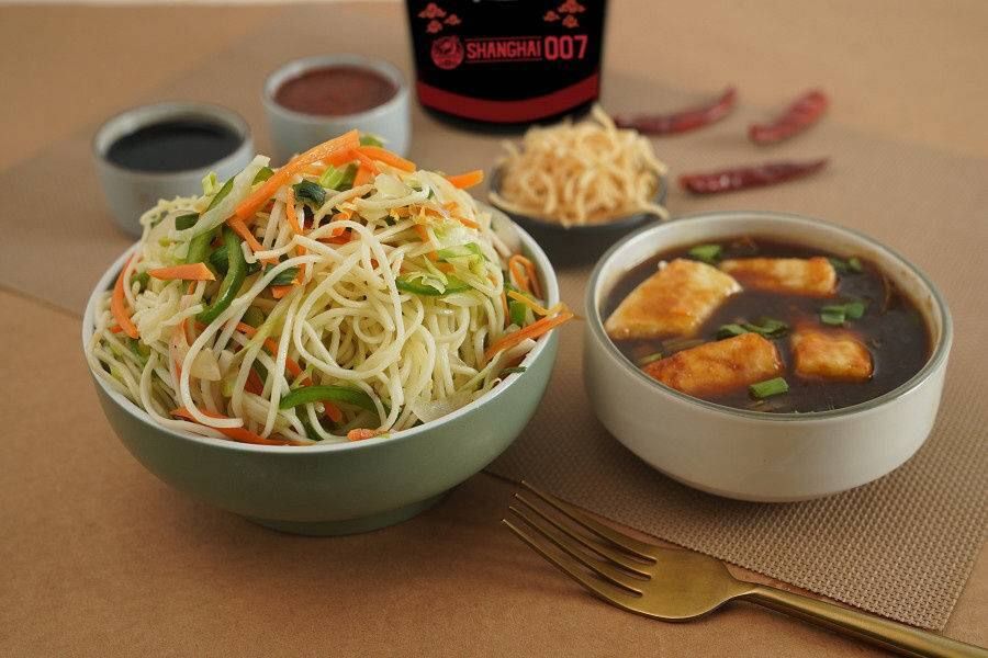 Paneer Chilli + Veg Hakka Noodles + Dry Noodles