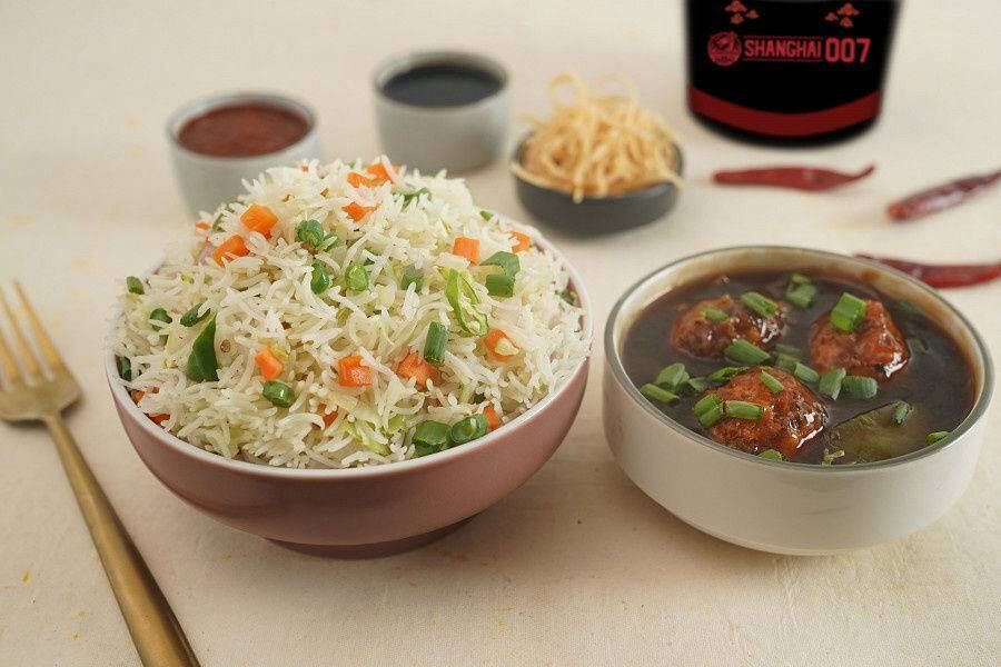 Veg Manchurian + Veg Fried Rice + Dry Noodles