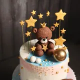 Teddy bear blue theme cake