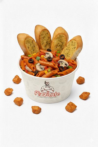 Chicken Pasta Red Sauce + Garlic Bread