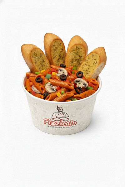 Veg Pasta Red Sauce + Garlic Bread