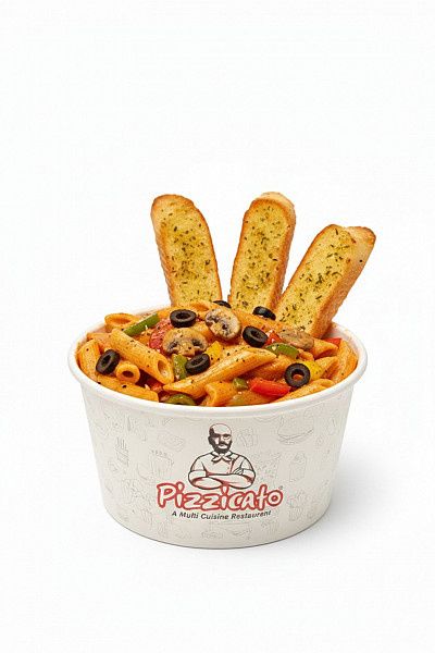 Veg Pasta Mix Sauce + Garlic Bread