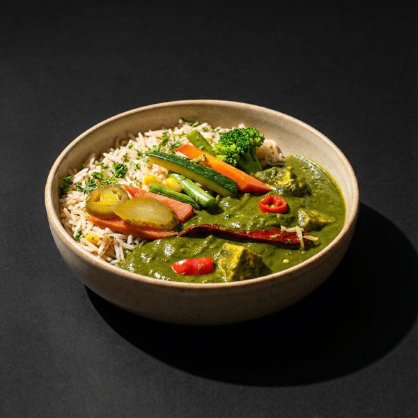 Iron Rich Palak Chicken Rice Bowl