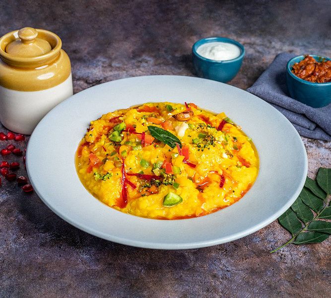 Aromatic Mix Veg Khichdi (With  Fruits N Curd)