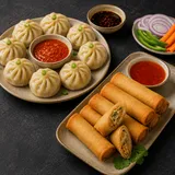 Momos and Spring Rolls