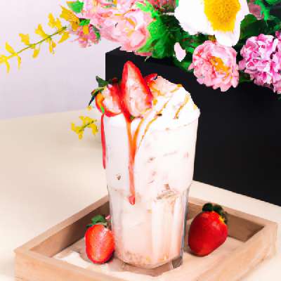 Strawberry Milkshake With Ice Cream