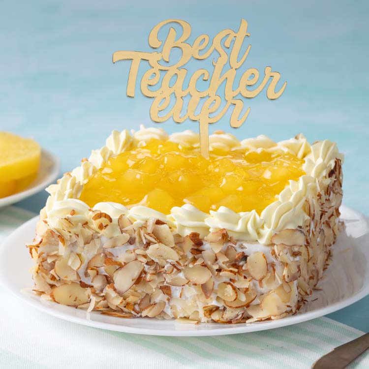 Teacher's Day Cake - Eggless Fresh Cream Pineapple [500g]