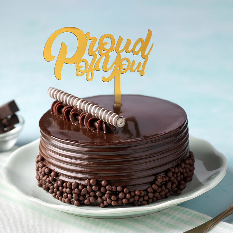 Special Eggless Dutch Truffle Cake [500g] with 'Proud of you' Topper