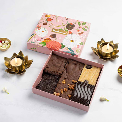 Diwali Eggless Brownies Gift Box (6 Pcs)