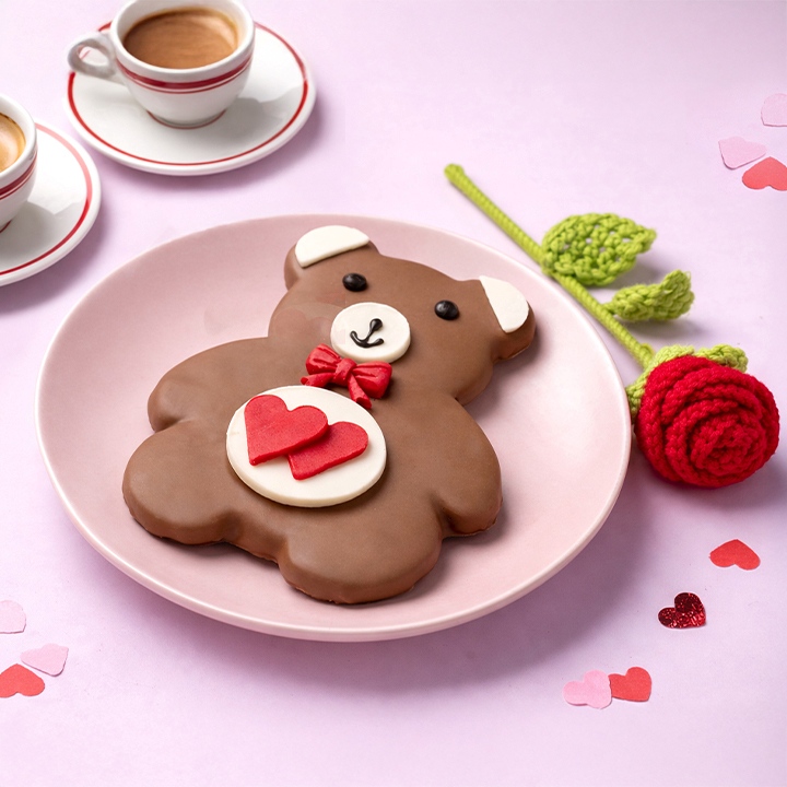 Crochet Rose + Big Choco Teddy Cookie