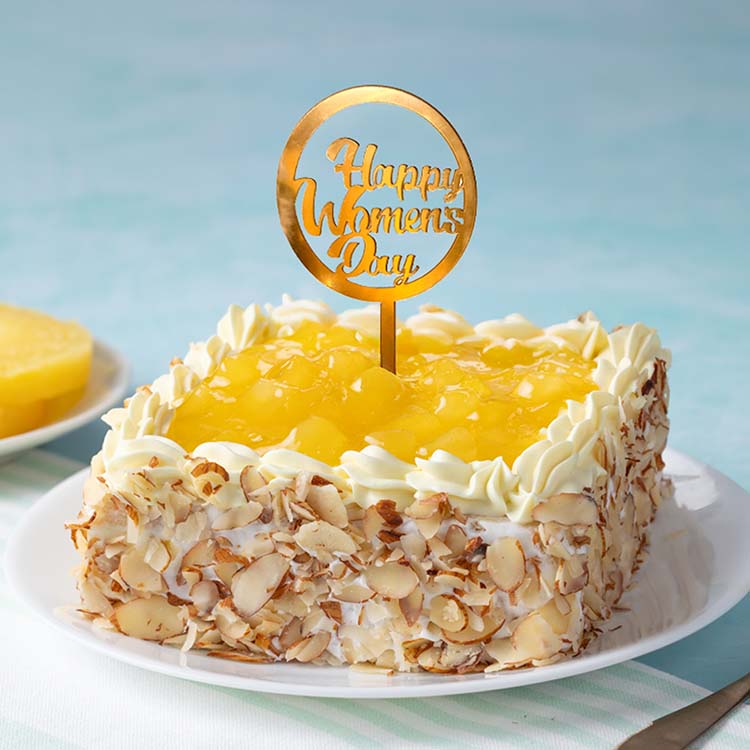 Womens Day Eggless Fresh Cream Pineapple Cake [500g]